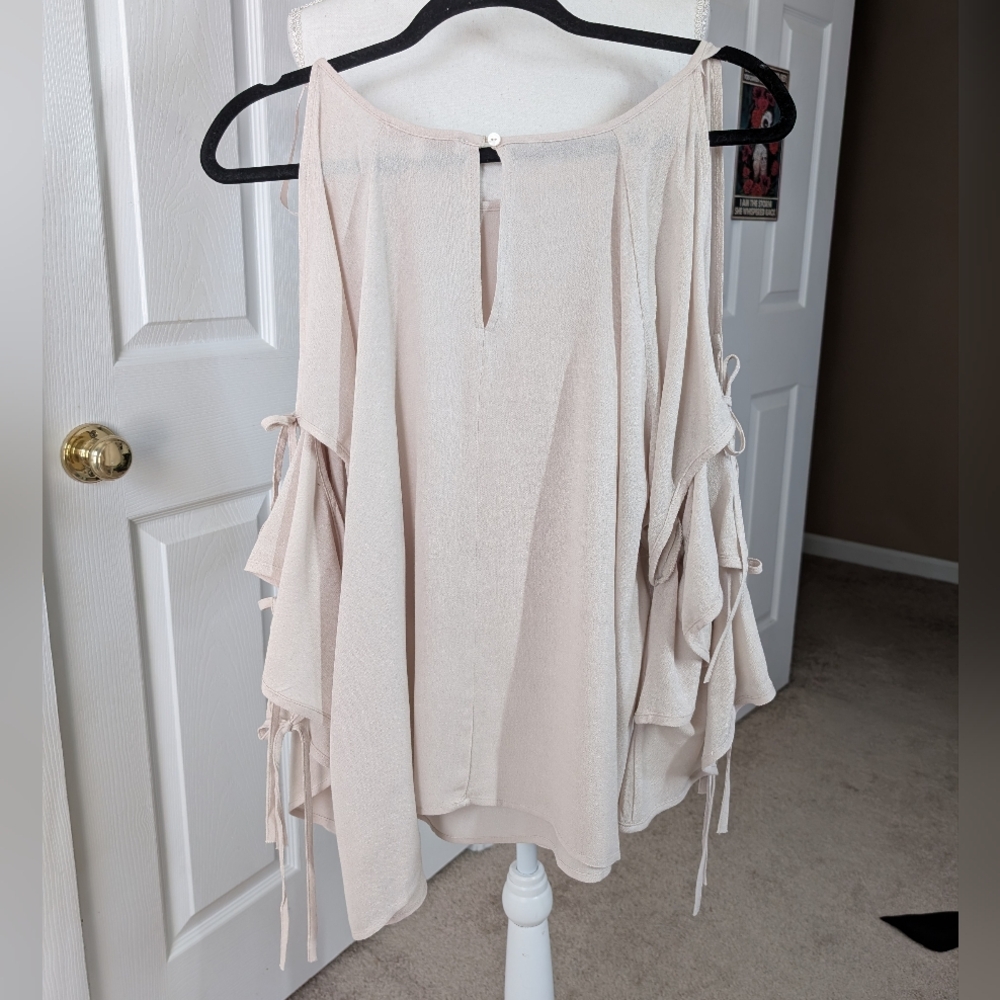 Willow And Root Tie Sleeve Top, Oatmeal, XL, Nwt - Picture 3 of 9